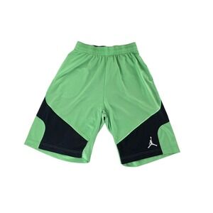Vtg Jordan Mens M Basketball Shorts Green Black Jumpman Mesh Elastic Waist